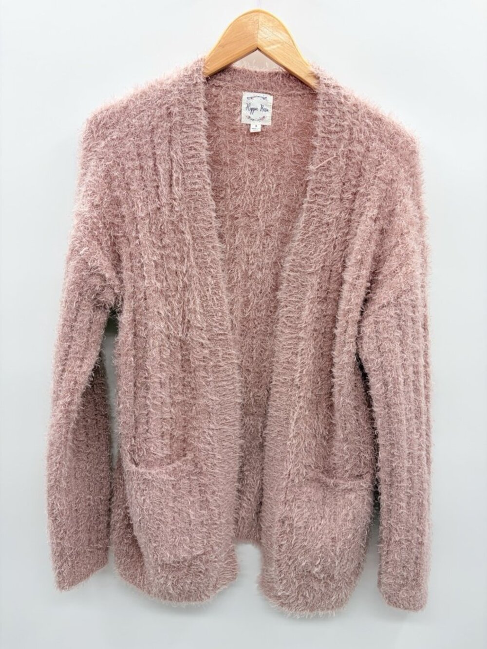 Hippie Rose Womens Small Soft Long Sleeve Open‎ Front Cardigan Sweater in Purple